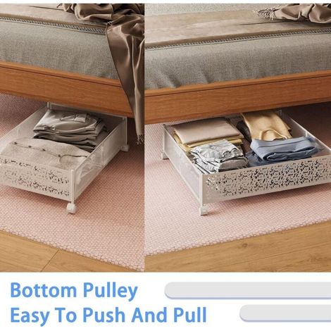 ZVD Conteneurs de rangement sous le lit, rangement pour chaussures sous le lit avec roulettes, organisation de rangement pliable pour chambre à coucher avec poignées, tiroir de rangement sous le lit p (1/4)