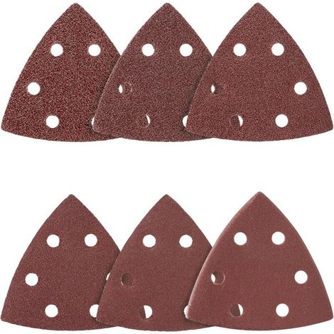 Delta-Triangles de Ponçage │ 50 pièces │ 6 trous │ 93 x 93 x 93 mm │ grain 120 │ pour ponceuses delta │ Feuilles Abrasives │ Papier Abrasif (1/5)