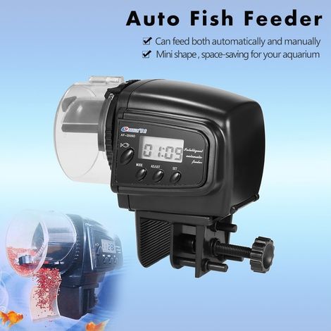 TrAdE Shop Traesio - Dosatore Distributore Cibo Pesci Con Timer Display Lcd Per Acquario Automatico - (1/5)