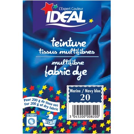 Teinture multifibres 15g bleu marine – Pour tissus polyamide, laine, soie, coton – Teinture à la main ou machine à 80°C – Ideal