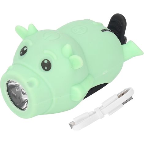 Lampe avant de vélo en silicone, rechargeable USB, étanche IPX4, verte, éclairage portable pour vélo et VTT (1/5)