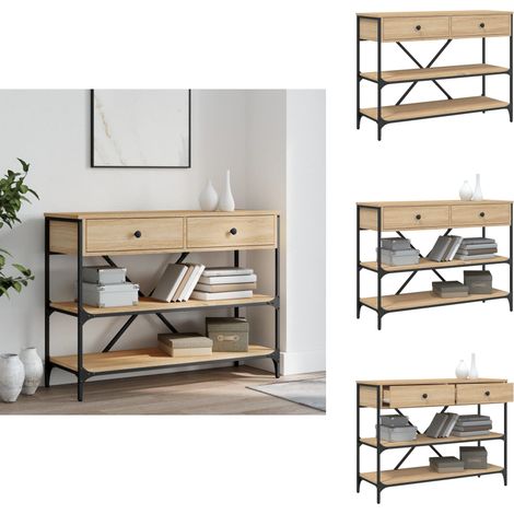 Table console avec tiroirs et étagères chêne sonoma - Table Console - Tables Console - Table De Canapé - Table D'entrée (1/5)