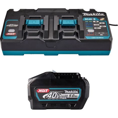 Makita BL4050F 40V Max 5Ah Li-ion XGT Battery + DC40RB Twin Dual Fast Charger (1/5)