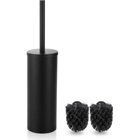 Brosse WC Brosse Toilettes WC Balai Balayette et Supports Porte avec Poignée et Base en Acier Inoxydable, Noir (1/5)