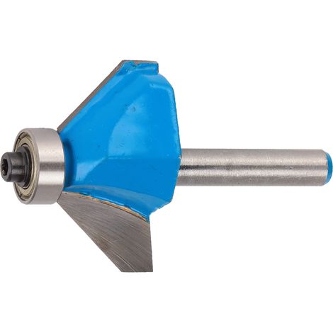 Fraise à chanfreiner 45° queues rondes 6,35 mm avec roulement supérieur pour bois MDF contreplaqué acier carbone alliage YG6 1 pièce aléatoire bleu rouge (1/5)