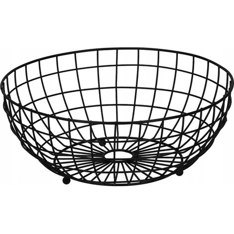 OBSTKORB SCHWARZ METALL LOFT SCHALE SCHÜSSEL KORB RUNDE 28x11cm (1/5)