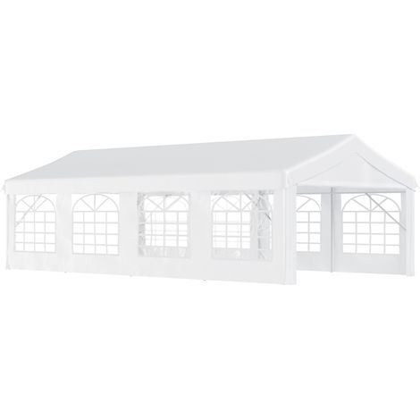Carpa de Jardín 8x4 m Pérgola Cenador Pabellón Cochera Gazebo con 4 Paneles Laterales y 8 Ventanas para Fiestas Eventos Bodas (1/6)
