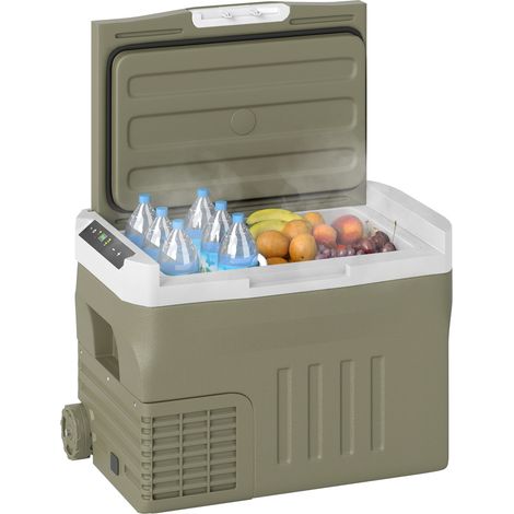 Réfrigérateur électrique portable 30L Réfrigérateur de voiture 12V/24V -20°C à, 20°C avec écran tactile LED 61x39x41, 5 cm Vert