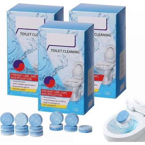 48 Pastilles de Nettoyage Automatique pour Chasse d'Eau, Détartrant WC et Anti-Calcaire sans Frotter, Alternative aux Blocs WC, Protège les Canalisations, pour WC (1/5)