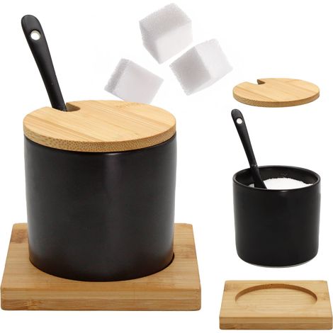 Sucrier en céramique avec base en bambou 350ml brunbeste BB-4501 (1/5)
