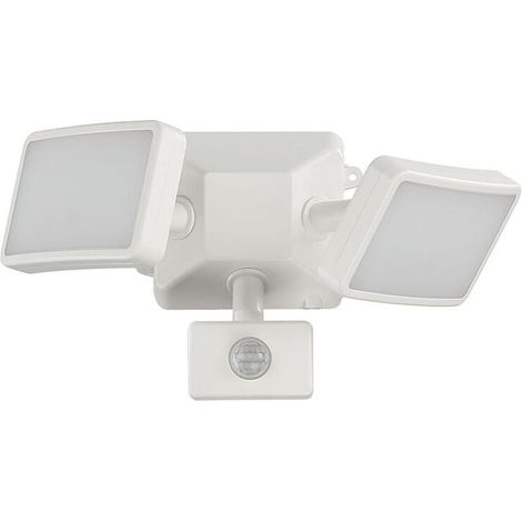 Weißes LED-Flutlicht mit einstellbarem Bewegungssensor, LED-Flutlicht mit zwei Köpfen für den Außenbereich, IP54 wasserdicht, 1200 lm, 18 W, 6500 K Tageslichtweiß, für Park, Garage und Eingang (1/4)