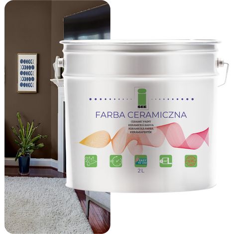 PITTURA MURALE IN CERAMICA, LAVABILE, MARRONE, 2L, ANTIMACCHIA (1/5)
