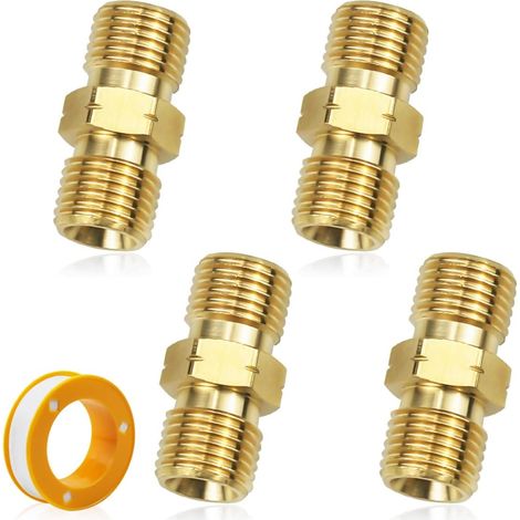 Stück 1/4 Zoll Messing-Gasrohrverschraubungen, Propangas-Anschlussadapter, Doppel-Außengewinde 1/4 Zoll, Verbinder für Gasarmaturen, Sanitärinstallationen, Klimaanlagen und Solarmodule (1/5)