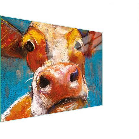 Schneidebrett aus Glas, 30 x 22 cm, Kuhmotiv (1/5)