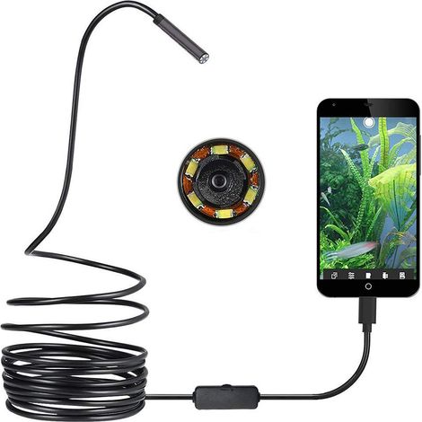Caméra d'inspection - Tête de 5,5 mm - Câble semi-rigide 5 m - Étanche IP67 - Compatible OTG Android PC Mac (1/5)
