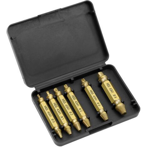 6 pcs Kit Extracteur Vis Endommagé à Tête et Extracteur de Boulons pour Retirer les Vis Cassées, pour vis et boulons de 2–12mm, en HSS de qualité (1/5)