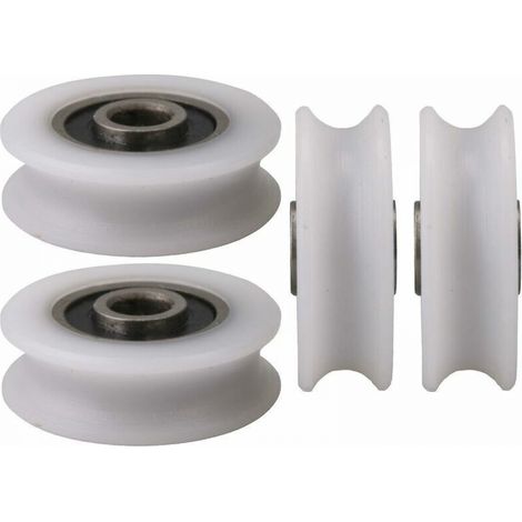 4pcs 4x20x6.5x7.4mm Blanc Intérieur Dia 4MM U-Groove Nylon Poulie Roue pour Porte Coulissante (1/3)
