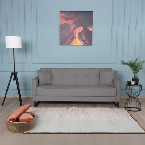 Schlafsofa Legen 3-Sitzer in grauem Velluto mit Stauraum
