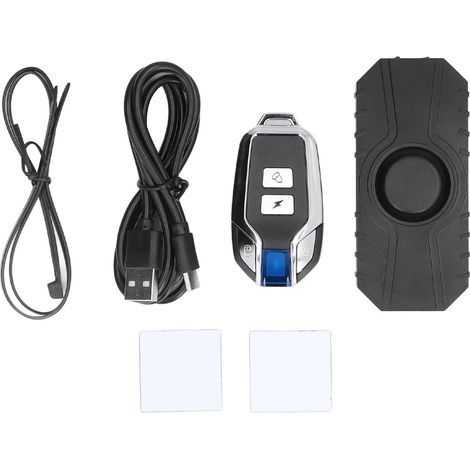 Kabelloser Fahrradalarm, Vibrationssensor, wasserdichter Motorradalarm, Fernbedienung, Alarm für E-Bikes, Schwarz, 1 Fernbedienung (1/5)
