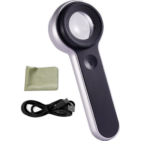 60-fache Handlupe, wiederaufladbare LED-Lichtlupe, hochauflösende hohe Vergrößerung, USB-betrieben, beleuchtete Lupe, zum Lesen von Schmuck, Münzen und Reparieren von Uhren