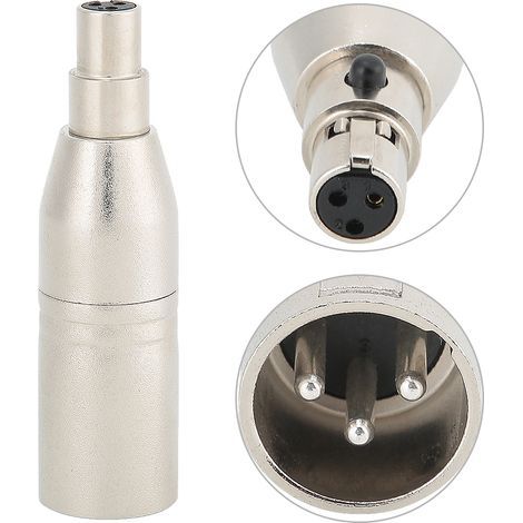 Adaptateur audio mini XLR femelle 3 broches plaqué or vers XLR mâle 3 broches plaqué argent (lot de 2) (1/5)