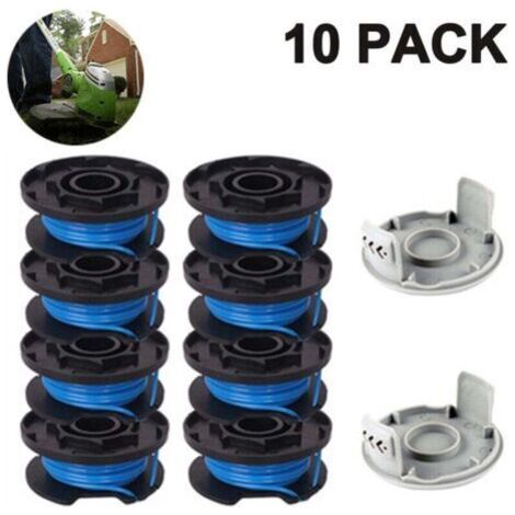 La ligne de bobine de rechange pour tondeuse comprend 2 capuchons de tondeuse compatibles Ryobi One+ AC14RL3A 18V, 24V, 40V Tondeuses sans fil, 8 + 2 PACK (1/4)