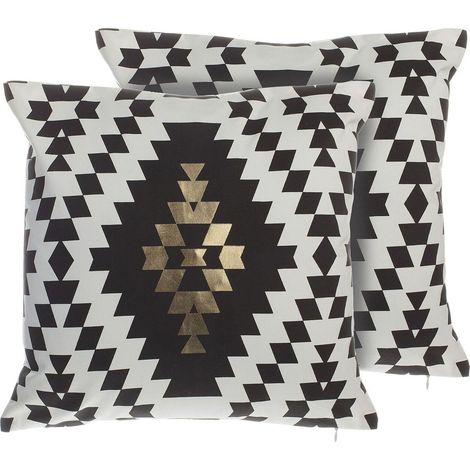 Dekokissen 2er Set COLEUS Baumwolle 45 x 45 cm Schwarz Geometrisches Muster