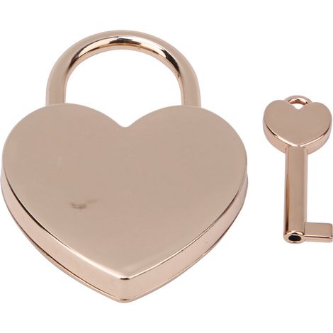 1 set di lucchetti vintage in metallo, lucchetto a forma di cuore con chiave, 45x59 mm, oro rosa, forniture per artigianato (1/5)