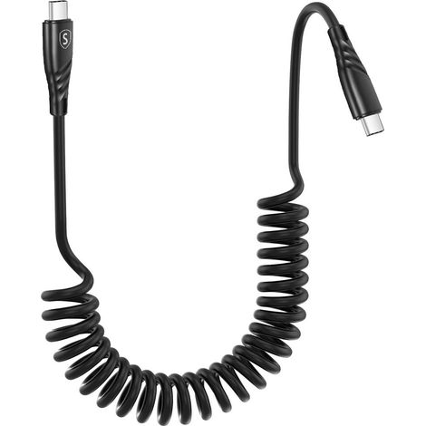 Sign 60w spiral usb c zu usb c schnellladekabel furs auto - schwarz