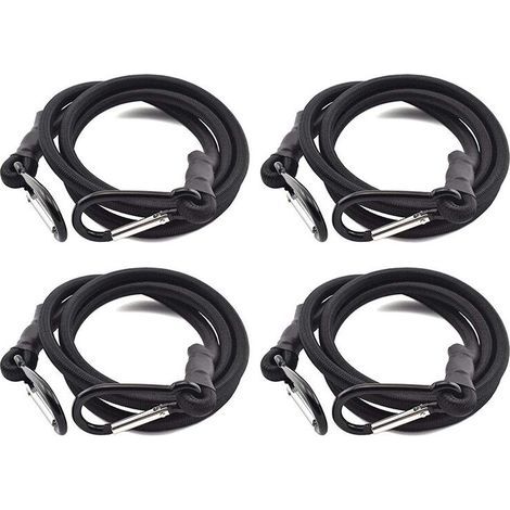 Tendeurs,Sandow Elastique,Tendeurs Elastique avec Crochets,4 Pièces Tendeur Elastique Noir,Sandow avec Crochet pour Tendeurs Porte Bagage(1m) (1/5)