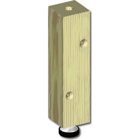 Sockel Höhenverstellbar (Sockelfuß), 4-kant Holzkloz 135x34x34 mm Fichte