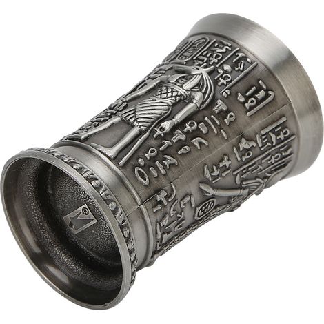 Mini verre à whisky en métal de style vintage, design gaufré artisanal, parfait pour la décoration de cadeaux (boîte en métal antique). (1/3)