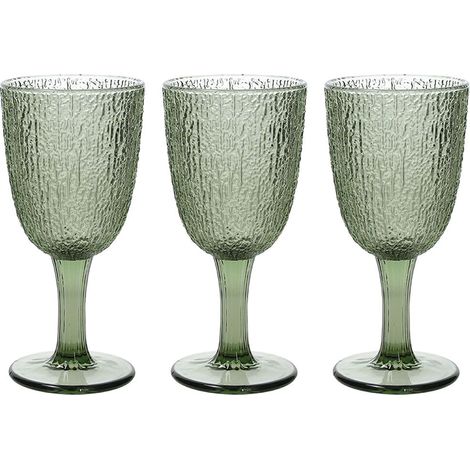 Set 3 calici davor Tognana in vetro da acqua ricamato elegante 250 cc colore verde (1/2)