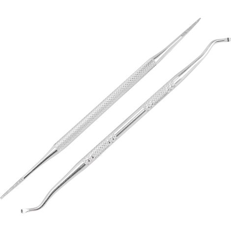 Lime À Ongles Incarnés - Acier Inoxydable - Courbure 34° Pour Nettoyage Profond De La Rainure - Double Face - 2 Pièces