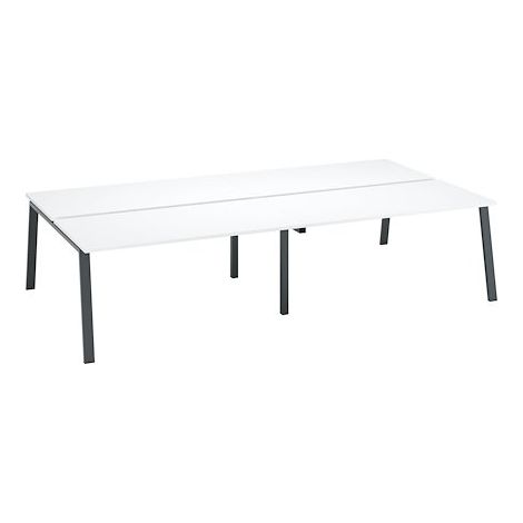 Pôle de 4 bureaux droits blanc L 160 x P 80 cm, piétement métal anthracite - Arch - Maxiburo