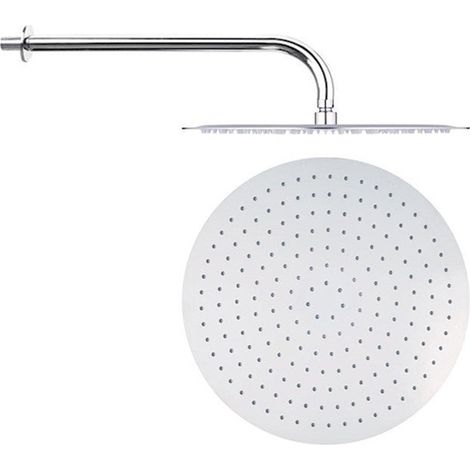 Bagnoclic – Pomme de douche ronde 20 cm – 25 bras en acier inoxydable – Raccord 1/2 – Anti-calcaire – Effet pluie (1/3)