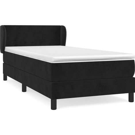 Lit simple Lit adulte Sommier à lattes de lit et matelas Noir 80x200 cm Velours