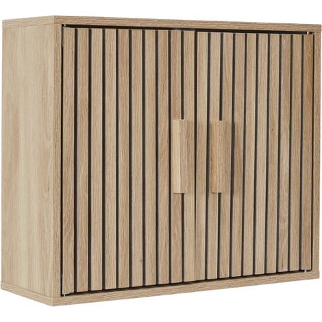 Paris Prix – Armoire murale salle de bain 60cm – 2 portes – Panneaux de particules et MDF – Montage facile – Couleur marron (1/5)