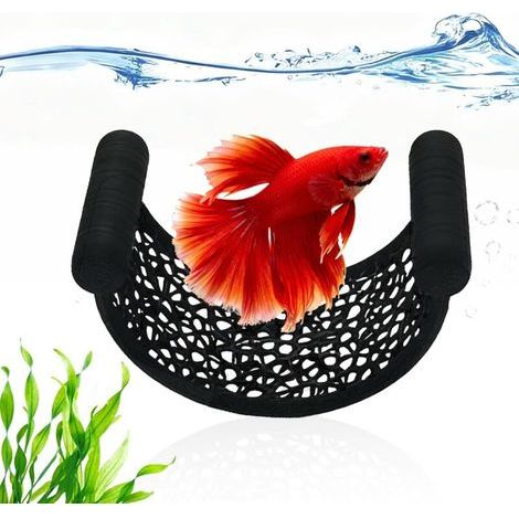 Hamac Flottant pour Poisson Combattant Cachette Naturelle sans Ventouse, Design en Filet pour Repos des Petits Poissons (1/5)