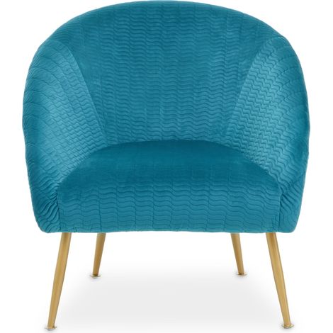 Interiors by Premier Blue Occasional Arm Chair with Curved Back, Velvet Upholstered Chair, Indoor Lounge Chair for Living Room (1/5)