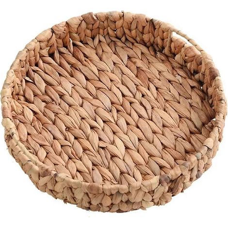 Panier tressé en osier, panier à fruits fait main, panier à thé, panier à pain, boîte de rangement ronde pour cosmétiques, jacinthe d'eau (1/5)