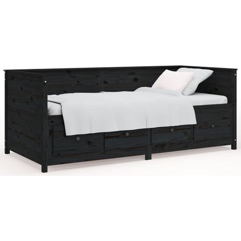 Maison Exclusive - Sofá cama madera maciza de pino negro 75x190 c (1/5)