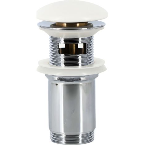 Piletta click clack 1.1/4 in ottone cromato ceramica bianca per lavabo bagno finitura- opaco - confezione 1 (1/5)