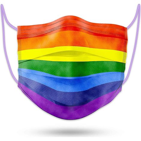 50 Stück Regenbogen-Gesichtsmasken für Erwachsene, Einweg, 3-lagig