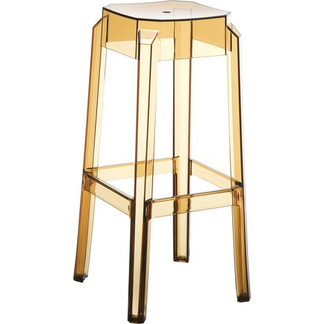 Tabouret de bar x1 intérieur ou exterieur design moderne plastique couleur ambre transparent 100004872