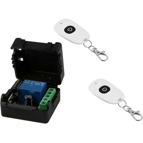 Module relais monocanal DC 12 V, récepteur de commutation sans fil universel + 2 émetteurs de télécommande, kit de bricolage (1/4)