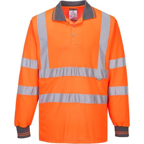 Polo de manga larga de alta visibilidad de tejido de punto con cintas reflectantes S277 4XL Naranja