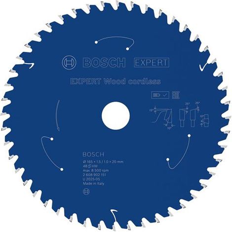 Bosch EXPERT Wood Cordless Circular Saw Blade 165 x 20 mm x 48...