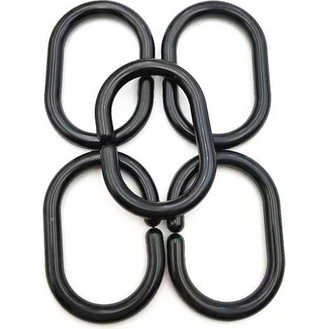 Pack of 100 Black Plastic Sliding Shower Curtain Rings, 23.46mm (1/3)