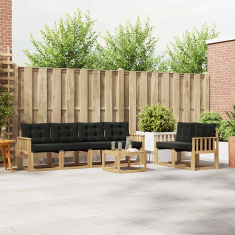 vidaXL Ensemble de canapés d'extérieur 7 pcs Blanc et noir (1/5)
